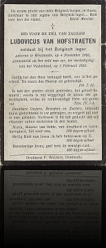 doodsprentje Ludovicus Van Hofstraeten